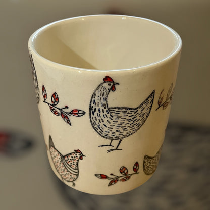 Chickens Ceramic Refillable Candle Pot