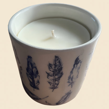 Feathers Ceramic Refillable Candle Pot