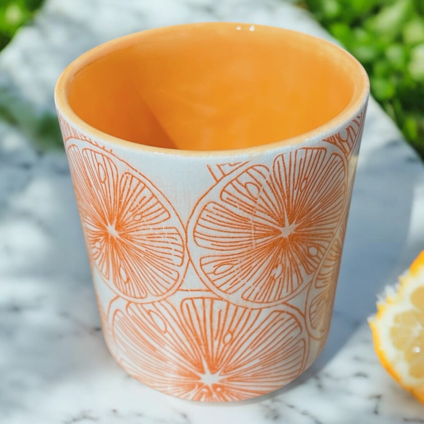 Orange Slices Ceramic Refillable Candle Pot