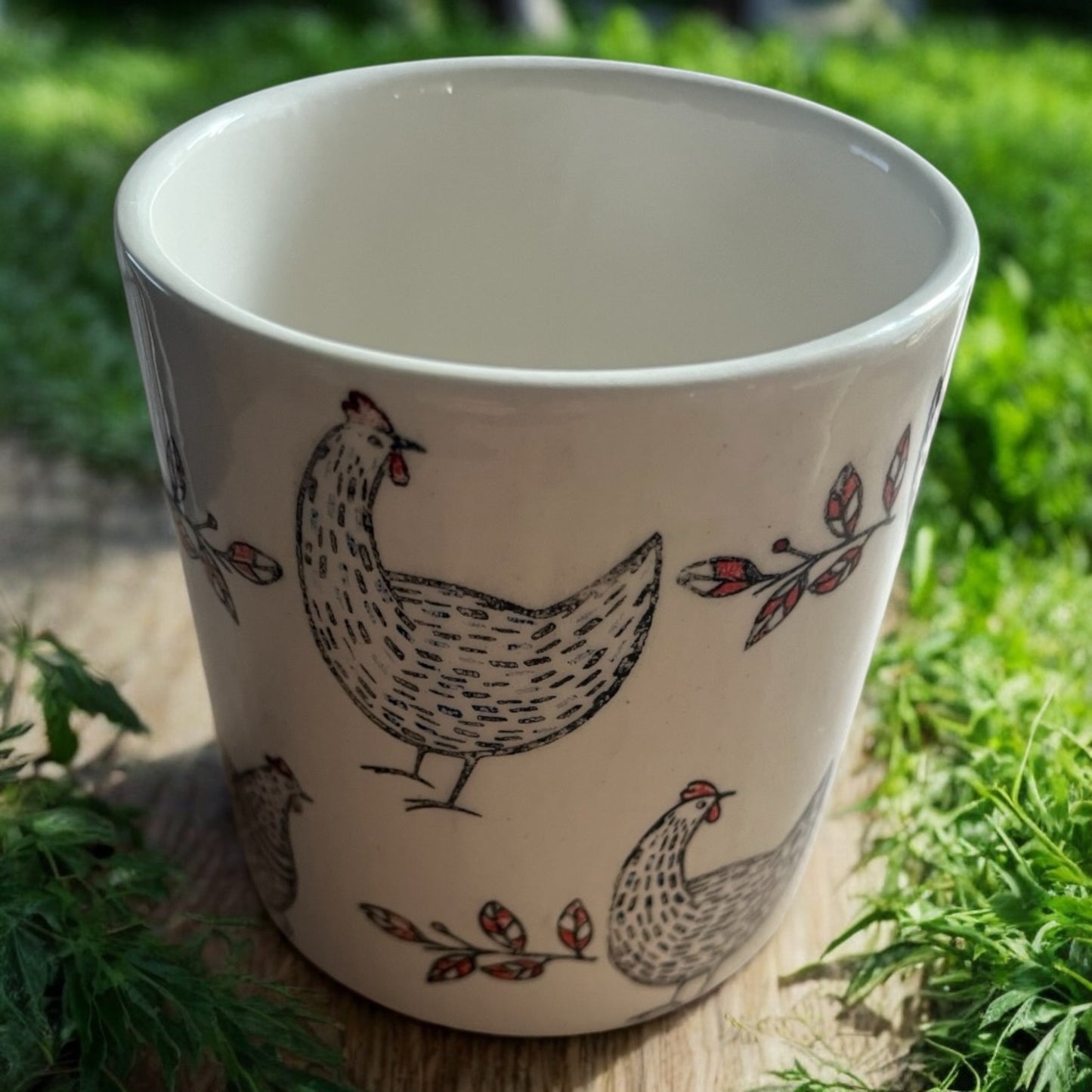 Chickens Ceramic Refillable Candle Pot