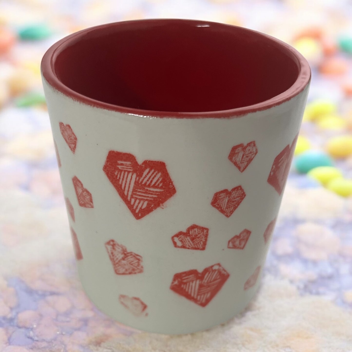 Hearts Ceramic Refillable Candle Pot