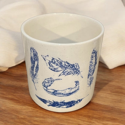 Feathers Ceramic Refillable Candle Pot