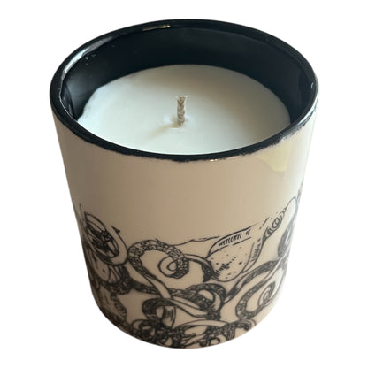 Octopus Half & Half Ceramic Refillable Candle Pot