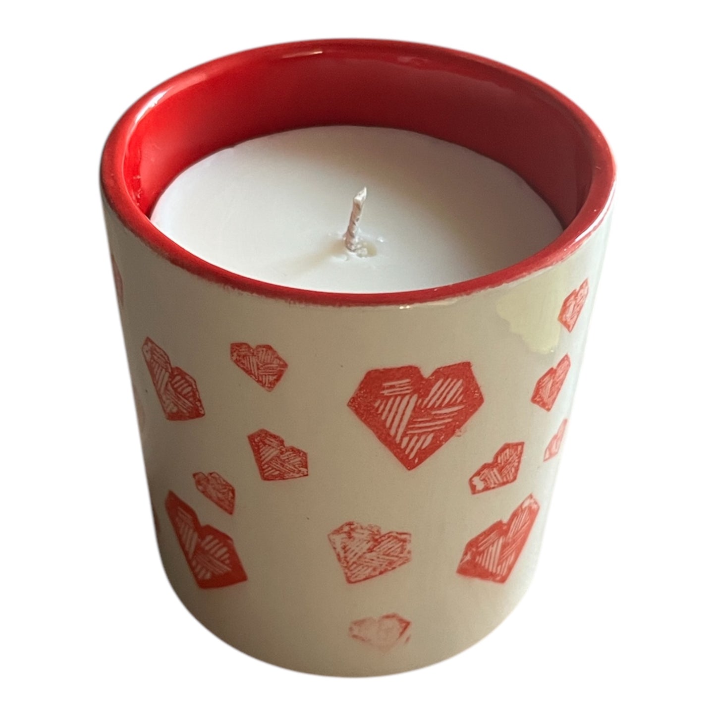 Hearts Ceramic Refillable Candle Pot