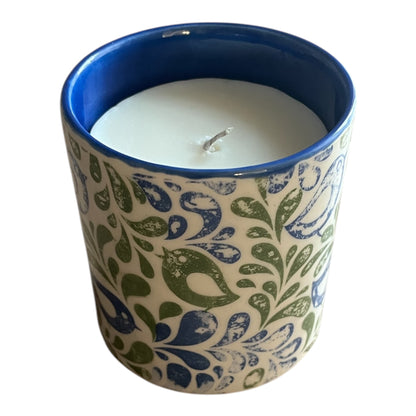 Partridge Ceramic Refillable Candle Pot