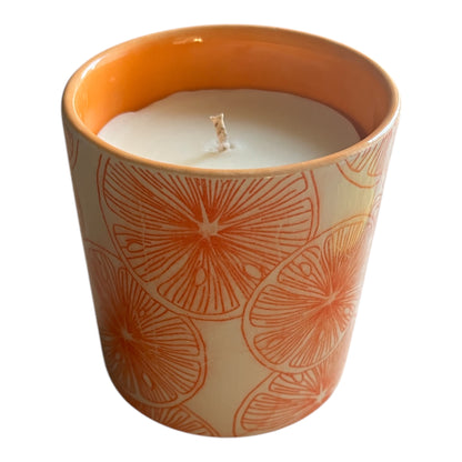 Orange Slices Ceramic Refillable Candle Pot